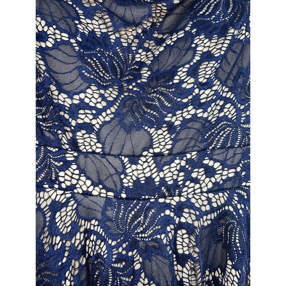 B Darlin Lace Overlay Short Fit & Flare Blue Mini Cocktail Dress Size 7/8 - Picture 4 of 16